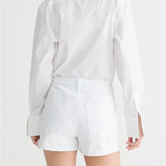 J. Crew Size 25 Women’s White Mid Rise Denim Shorts Zip-Fly Casual Summer Cuffed - Picture 3 of 10